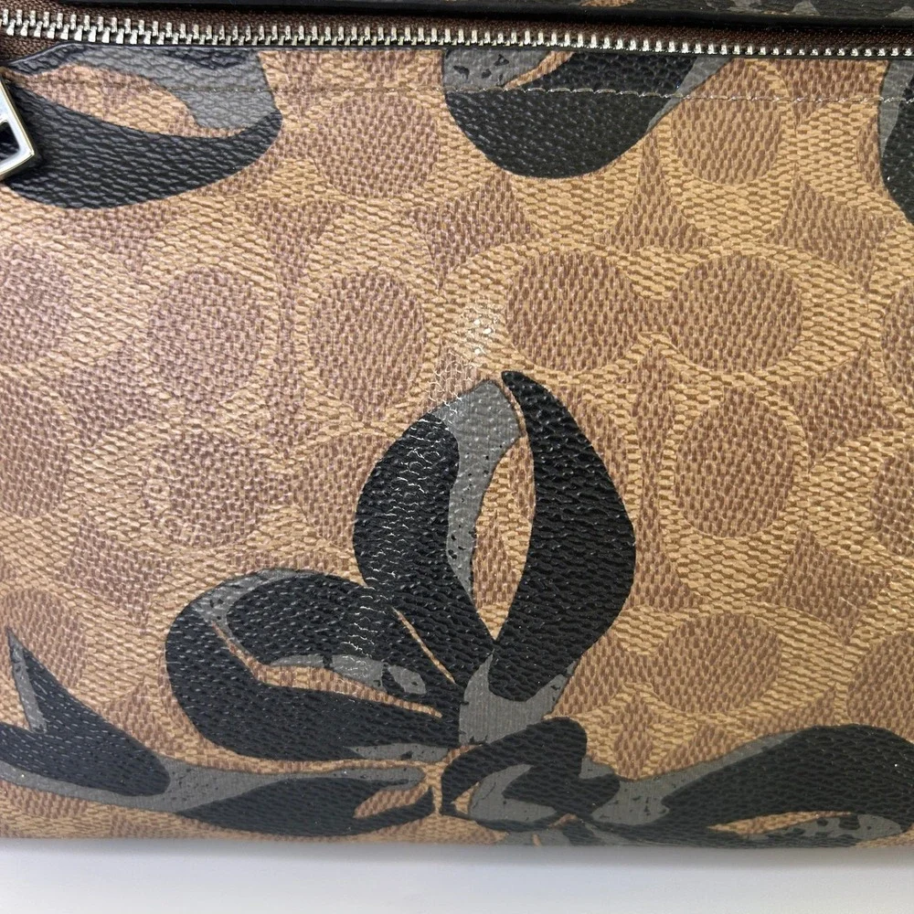 Coach Gallery Tote Khaki Black Signature Canvas Bow Print Bag CZ174 Good